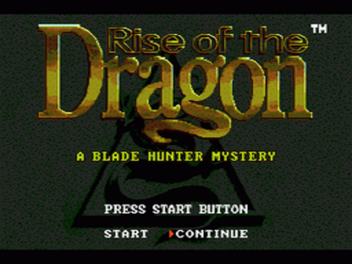 Rise of the Dragon title screen for Sega CD